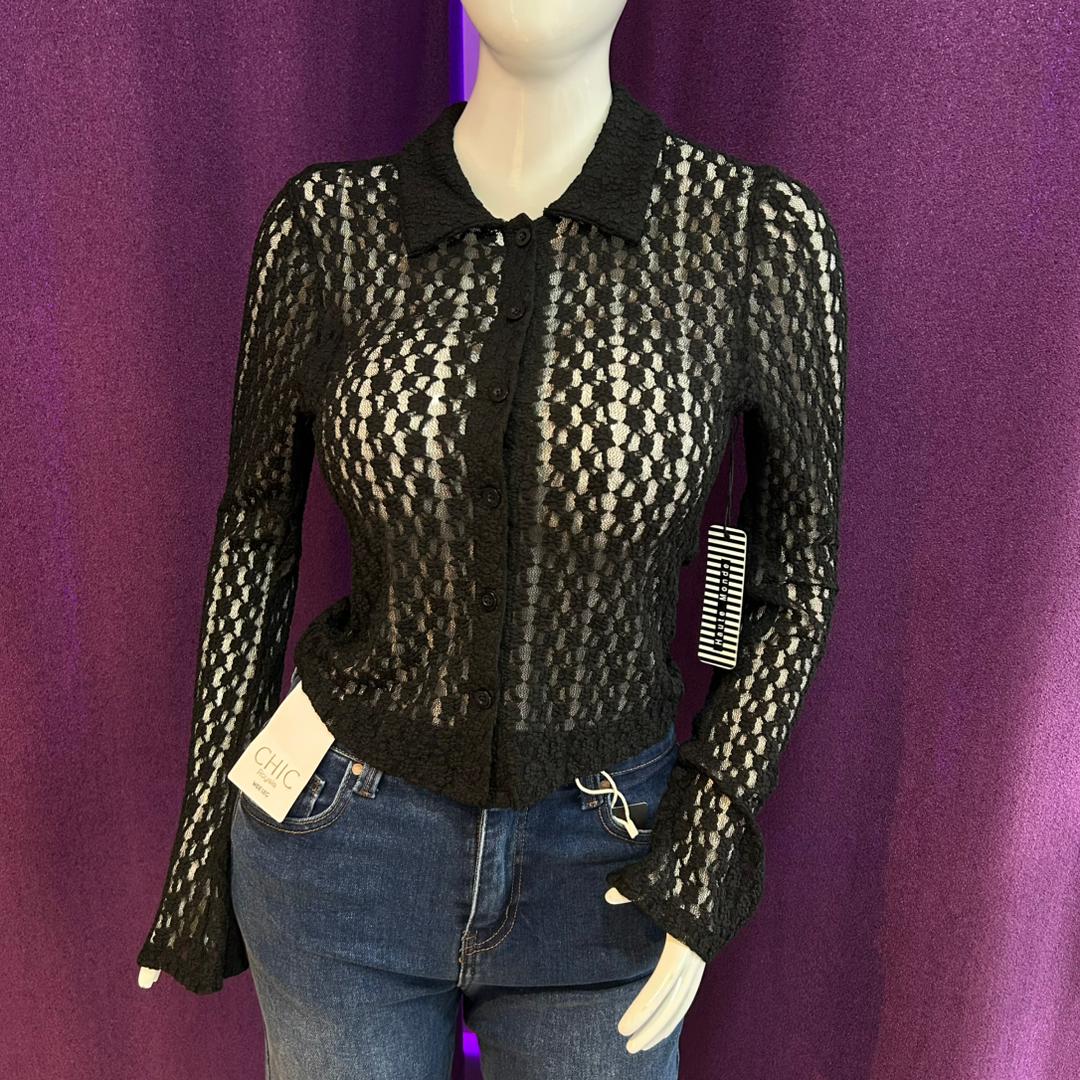 BLUSA ENCAJE MANGA LARGA