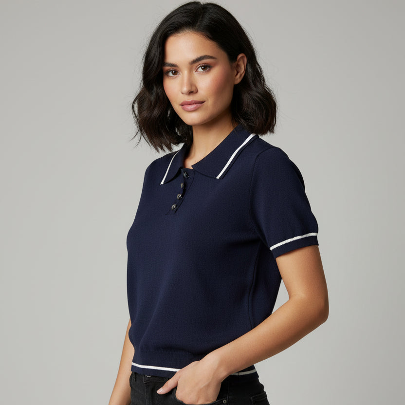 BLUSA MANGA CORTA CUELLO POLO