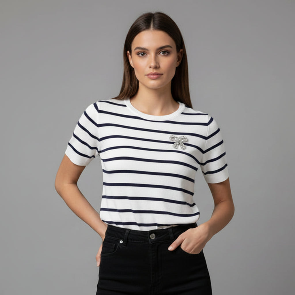 BLUSA RAYAS CON LAZO