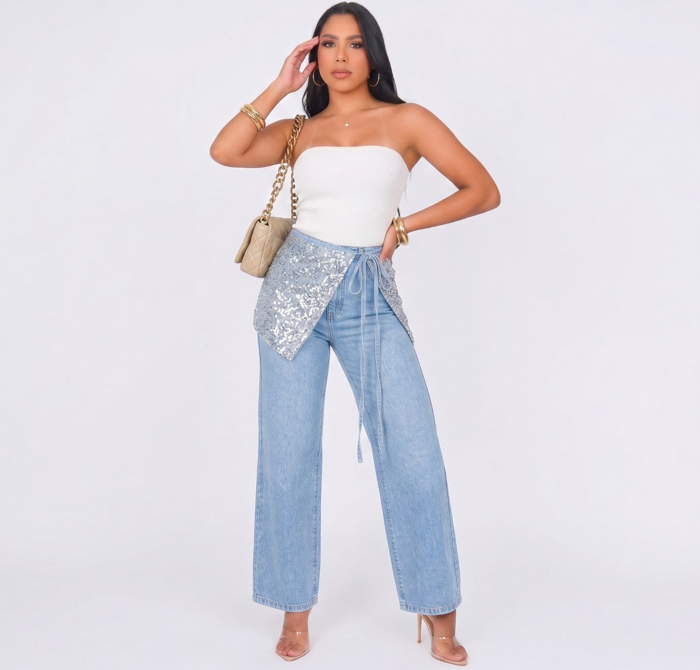 JEAN WIDE LEG PANUELO