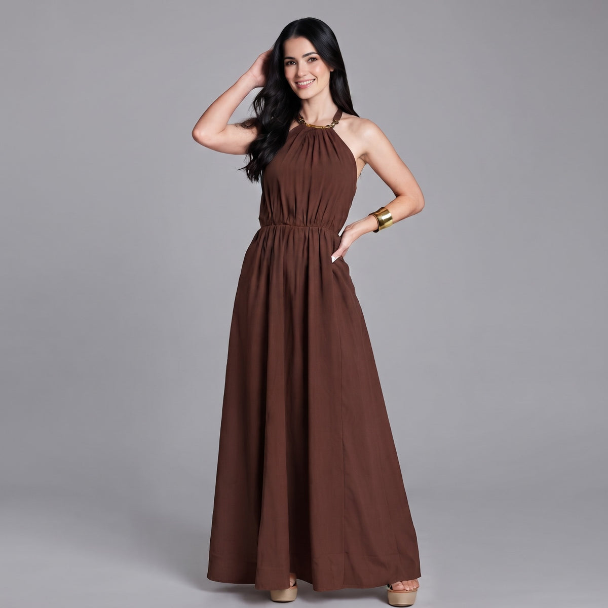 VESTIDO LARGO HALTER