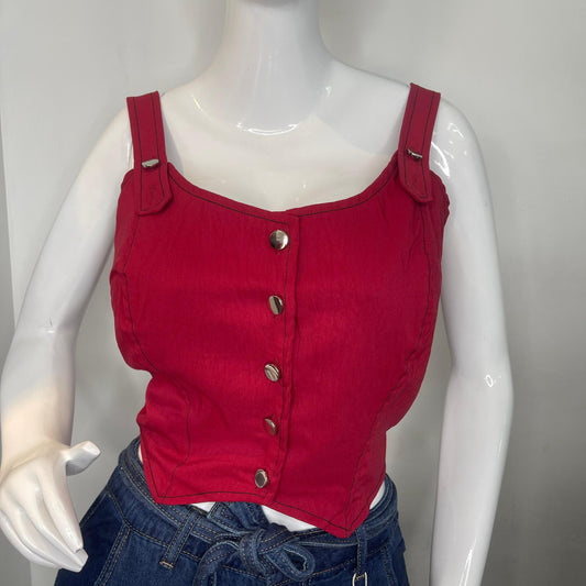 TOP BOTONES ROJO