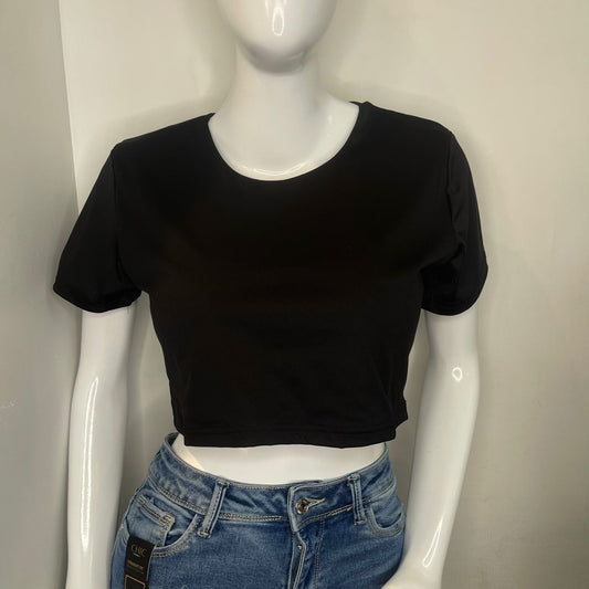 TOP HALTER MANGA CORTA  NEGRO