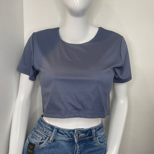 TOP HALTER MANGA CORTA AZUL