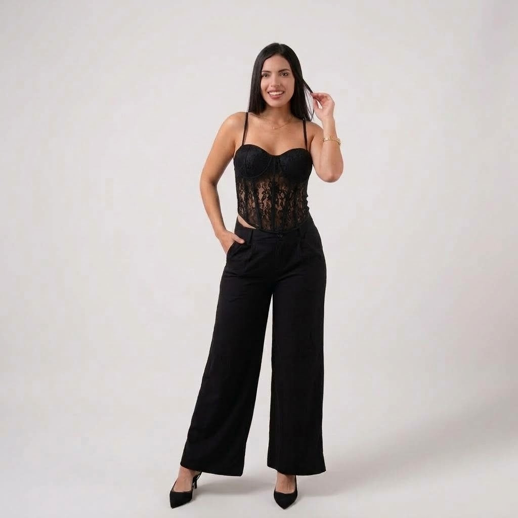 CORSET ENCAJE NEGRO