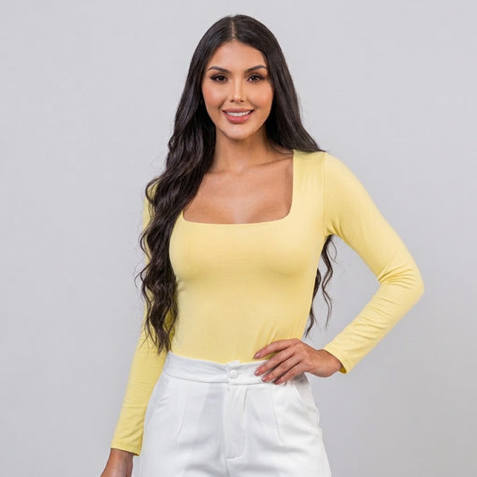 BODY ESCOTADO MANGA LARGA AMARILLO