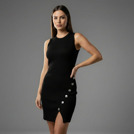 VESTIDO DETALLES PLATEADO