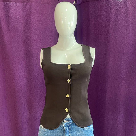 TOP MANGA SISA MARRON BOTONES