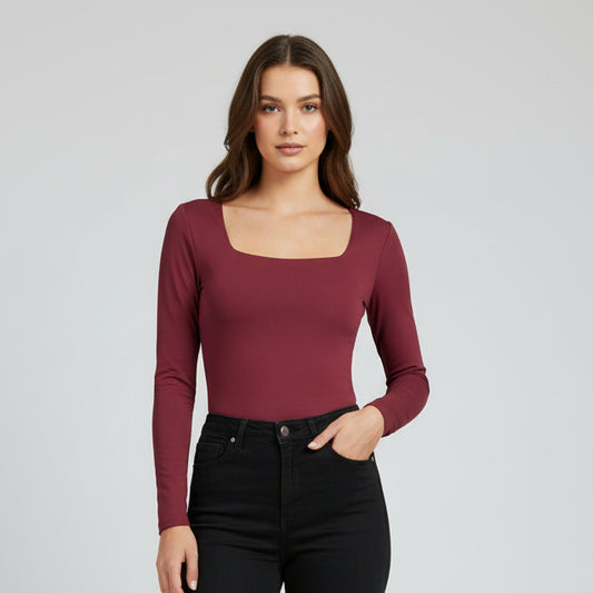 BODY MANGA LARGA ESCOTADO ESCOTE CUADRADO