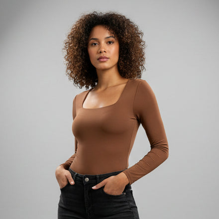 BODY MANGA LARGA ESCOTADO ESCOTE CUADRADO