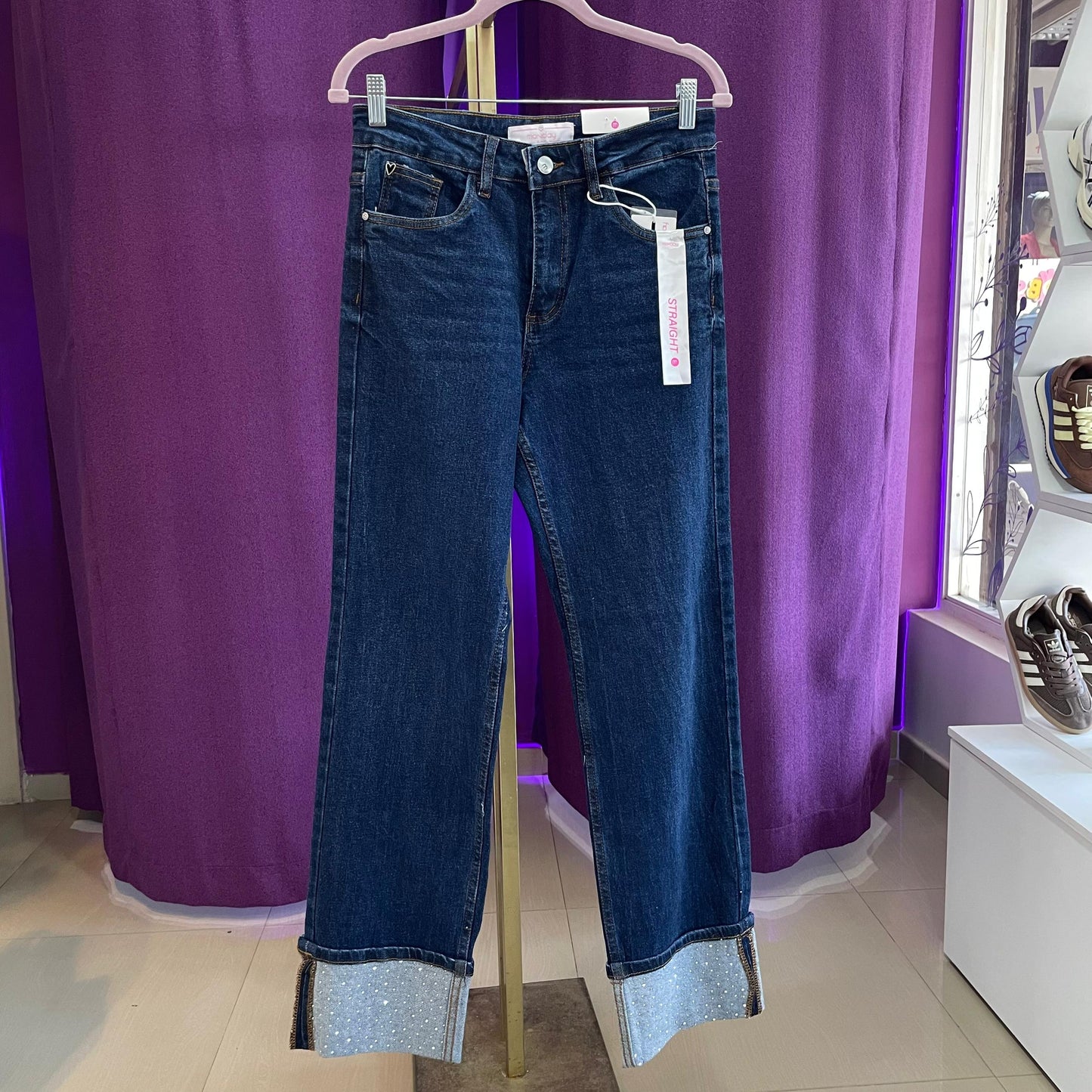 JEAN RUEDO BRILLOS DENIM OSCURO MONDAY