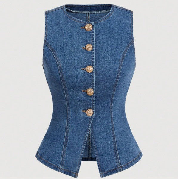TOP TIPO CHALECO DENIM LARGO