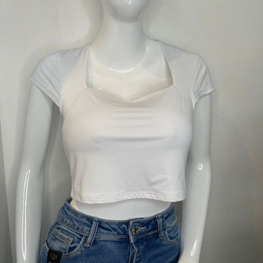 TOP MANGA CORTA CUELLO CUADRADO BLANCO